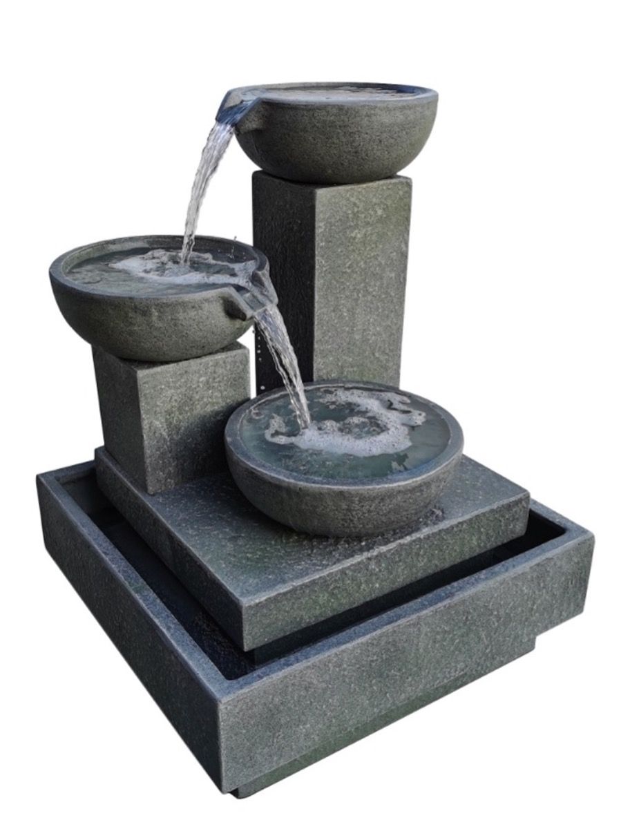 Trio Cascade Fountain (Grey) Water Feature - Waterfeatures.com