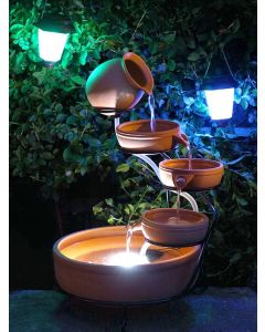 Terracotta Cascade Solar Water Feature