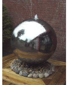 100cm Polished Steel Sphere Water Feature