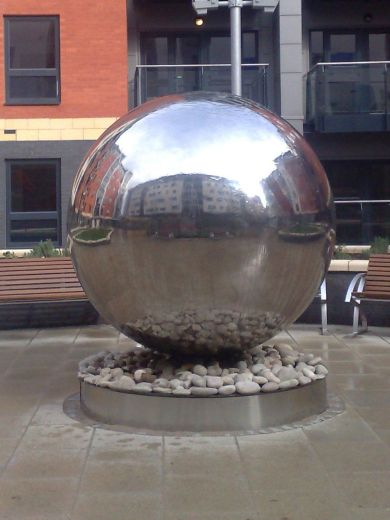 120cm Polished Steel Sphere Water Feature