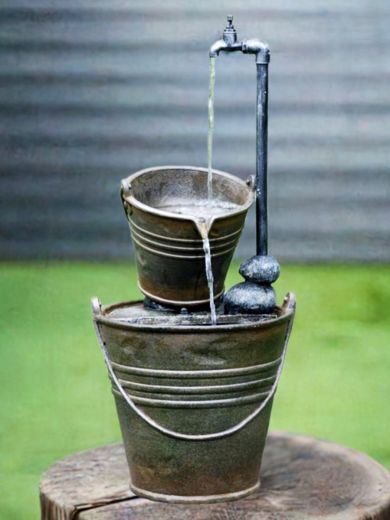 2 Tin Buckets with Tap Water Feature