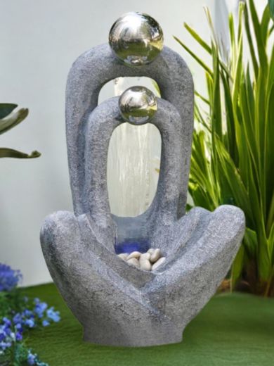 Meditating Couple (2 S/S Sphere) Water Feature