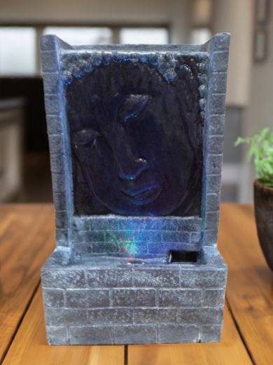 Grey Buddha Face with Brick Water Feature by Aqua Creations