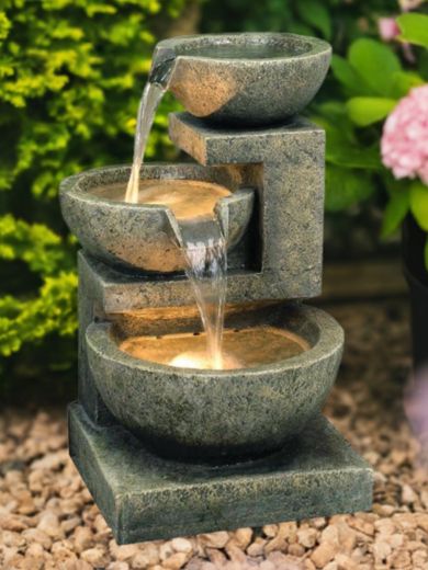 Medium Granite 3 Bowl Water Feature