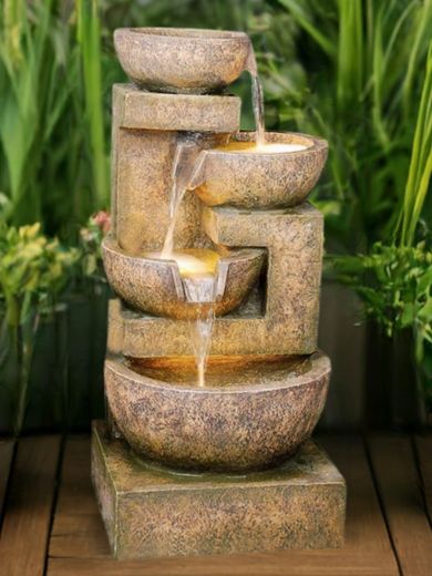 4 granite copper bowls water feature