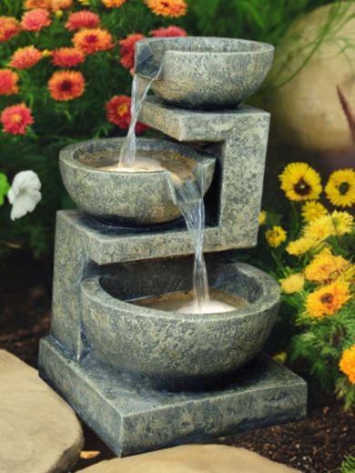 Small Granite 3 Bowl Water Feature