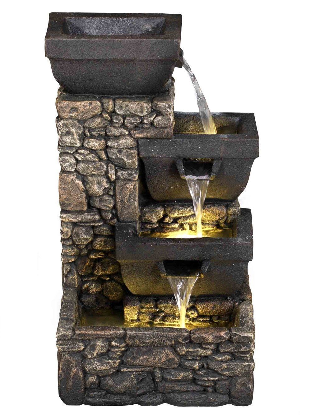 Solar Pouring Bowls Water Feature - WaterFeatures.com